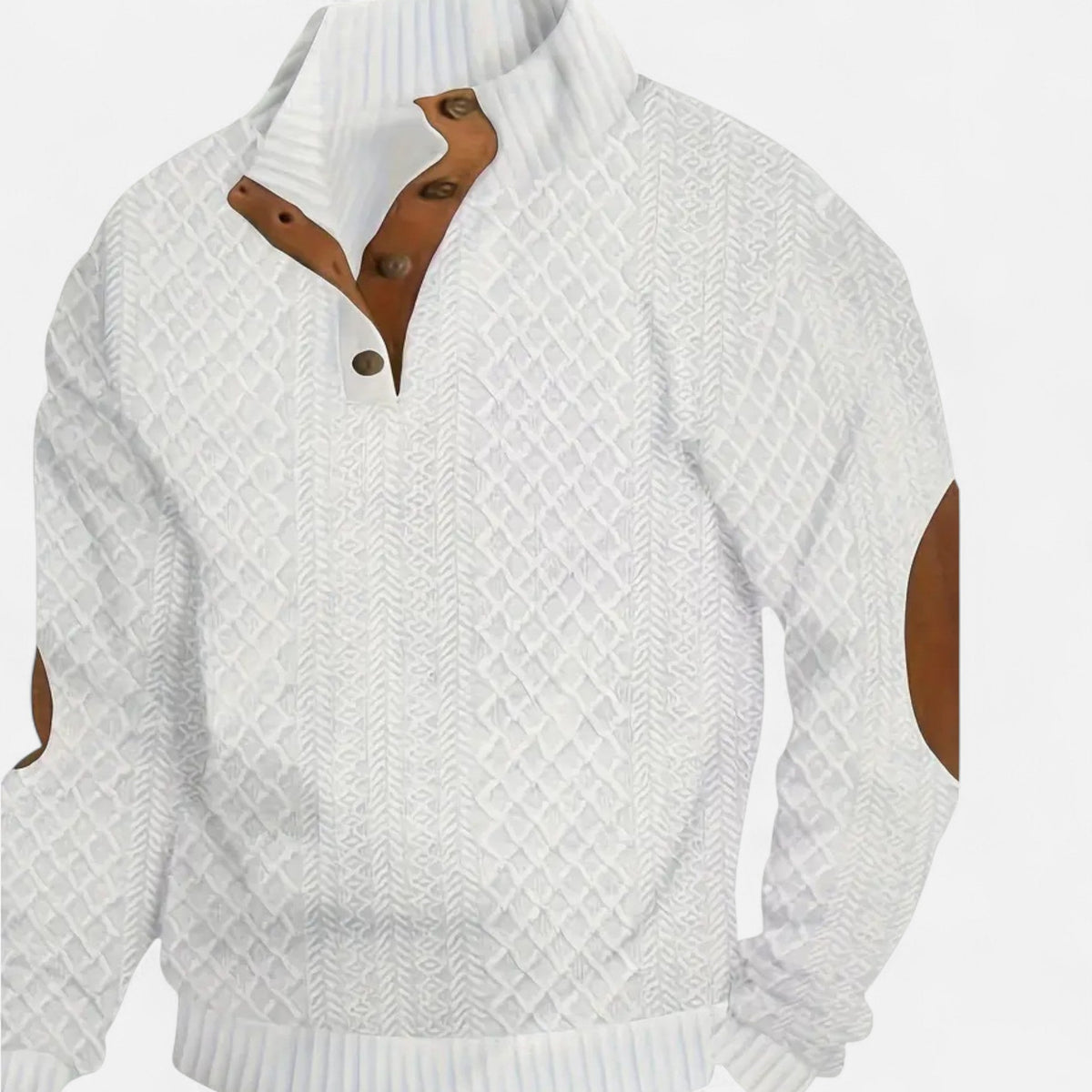 Zephyrine | Men's Textured Knit Button Collar Pullover