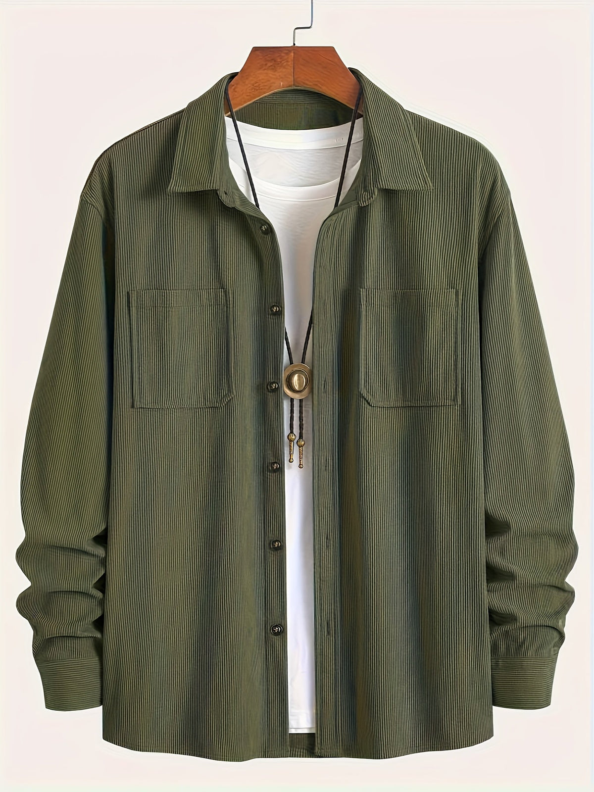Textured casual button-up overshirt for men | Ellison Cord -5