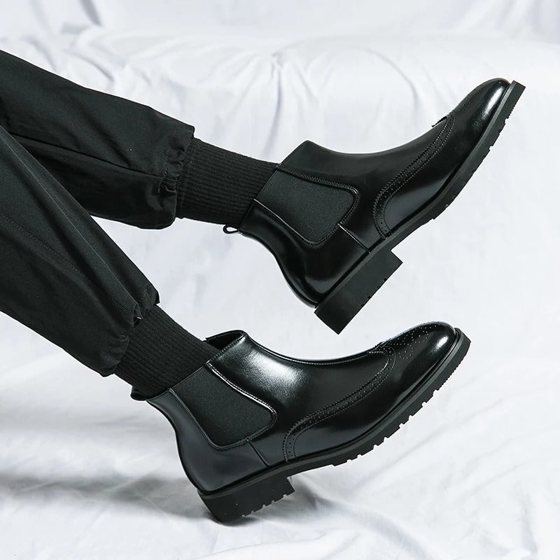 Genuine leather brogue-detail Chelsea boots for men | Alden -22