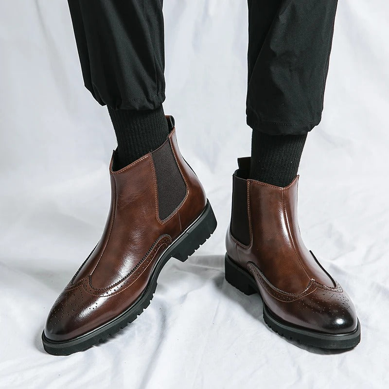 Genuine leather brogue-detail Chelsea boots for men | Alden -10