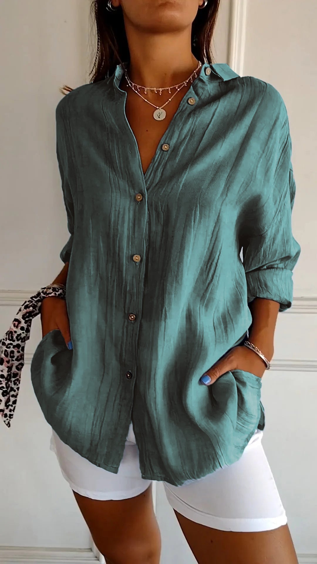 Elegant oversized everyday casual blouse for women | Emily -7