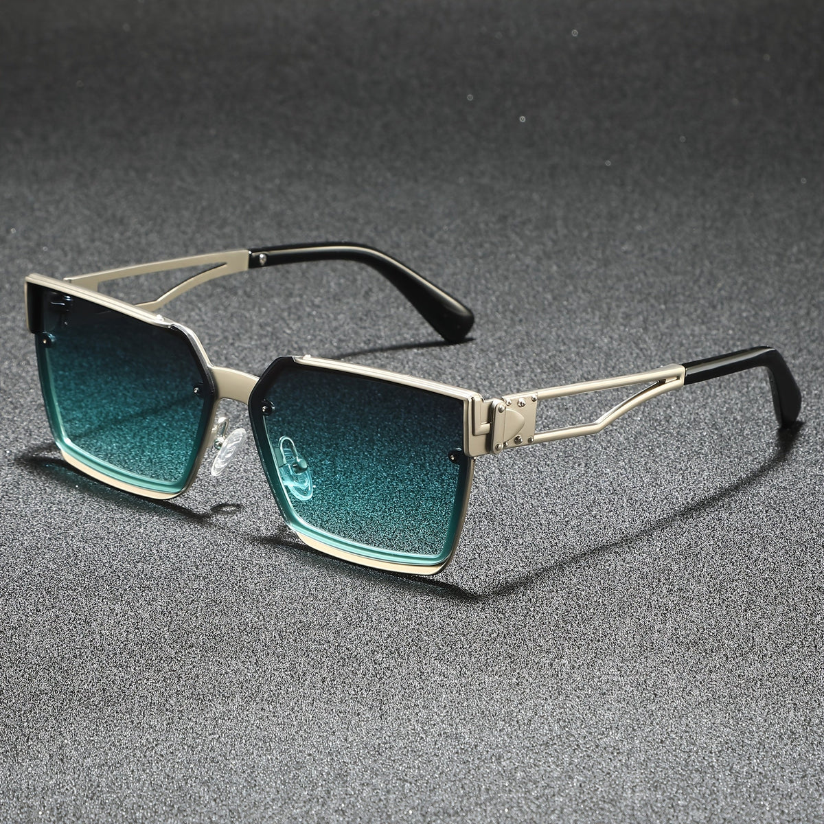 Retro half-frame gradient fashion sunglasses for men | Viridian -1