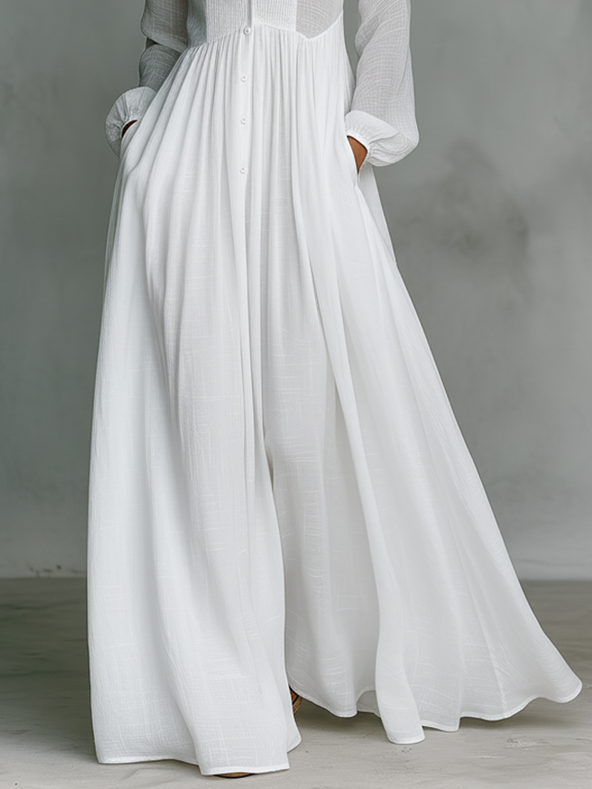 Patchwork stand-collar long-sleeve maxi dress for women | Patchella -3