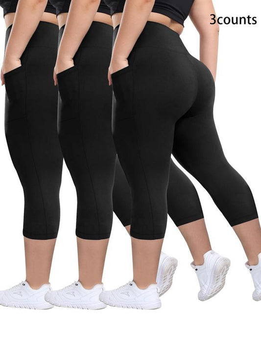 Breathable casual everyday capri trousers three-pack for women | Mira -1