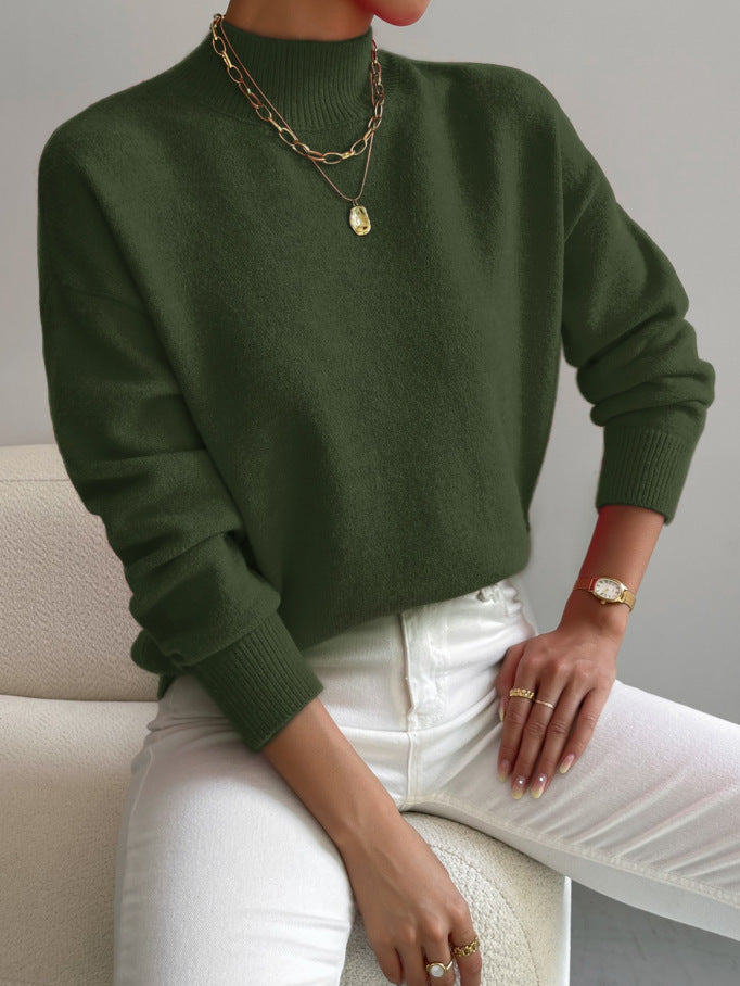 Classic mock-neck knit everyday jumper for women | Aurelia -21
