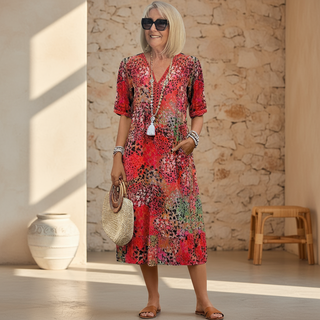 Vibrant everyday midi dress for women | Andrea -1