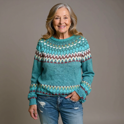 Patterned cosy knit jumper for women | Elwynda -2