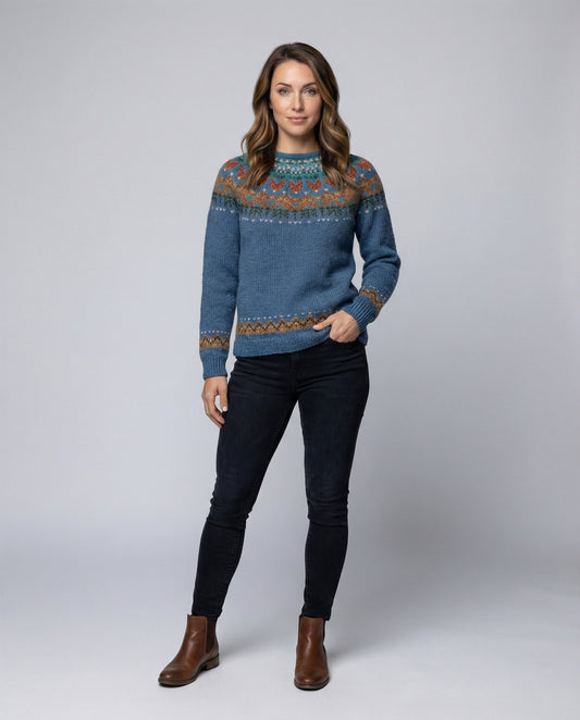 Vintage Icelandic-inspired knit everyday jumper for women | Elvira -1
