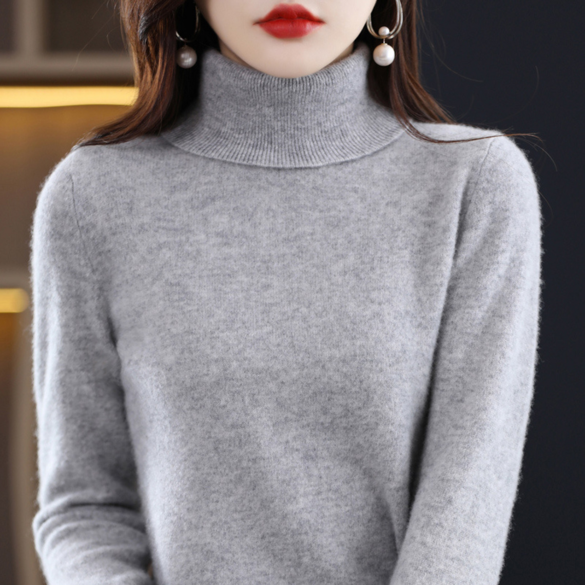 Elegant turtleneck knit sweater with soft feel for Women | Emmie Luxe