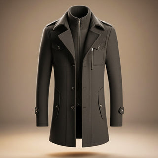 Structured wool-blend tailored seam winter coat for men | Marco -5