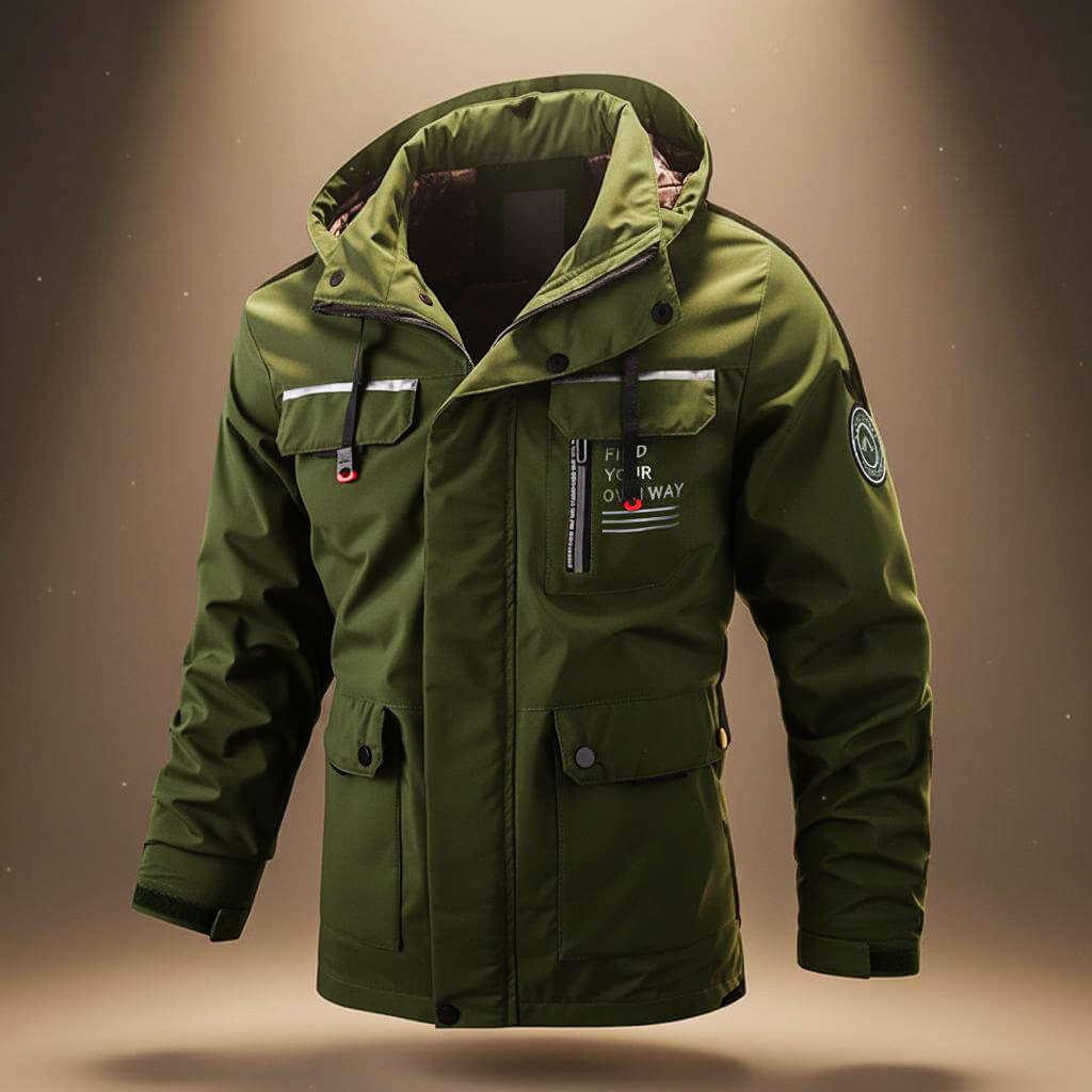 Hooded winter jacket with reinforced pockets for men | Explorer -4