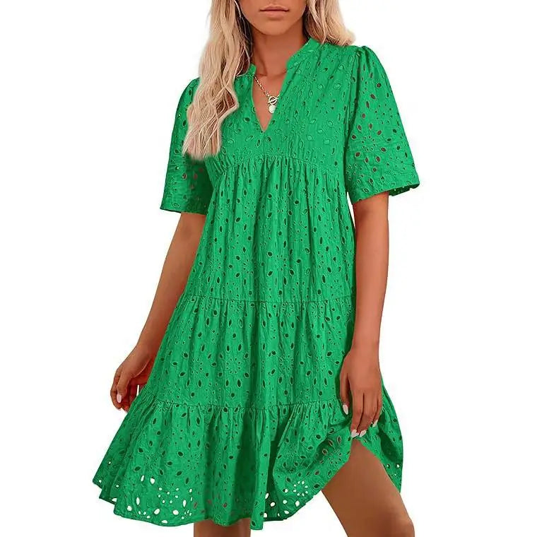 Lace ruffle elegant mini dress for women | Cosima -6