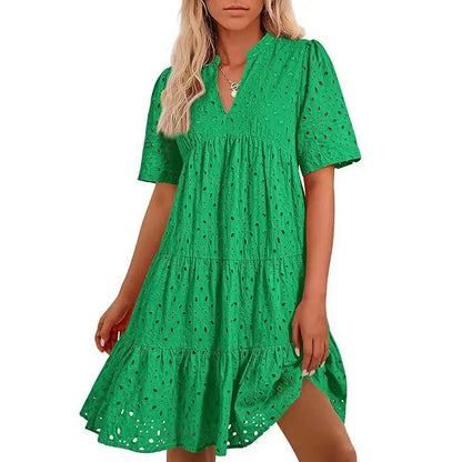 Lace ruffle elegant mini dress for women | Cosima -6