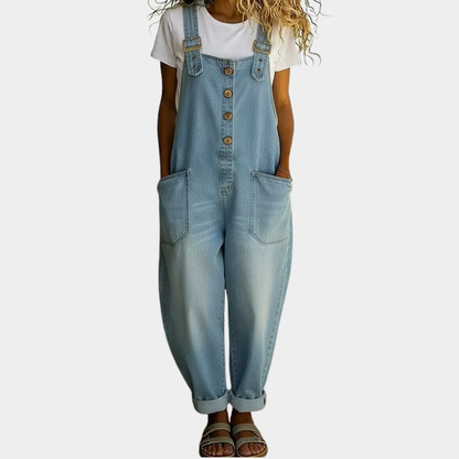 Lorna | Women's Soft Denim Wide Leg Overall