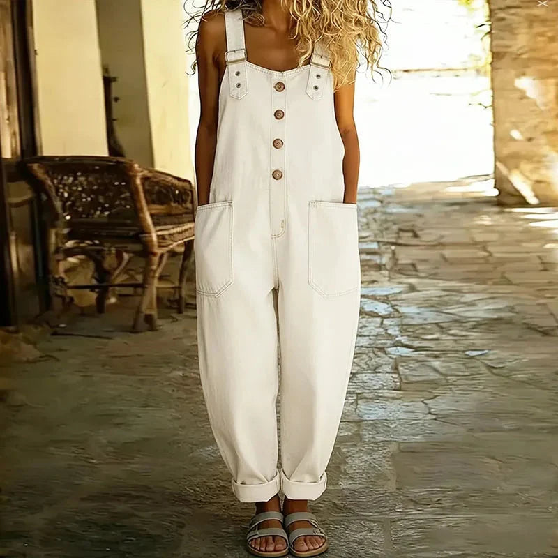 Lorna | Women's Soft Denim Wide Leg Overall