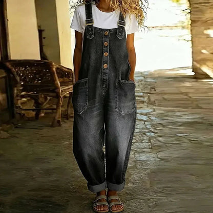Lorna | Women's Soft Denim Wide Leg Overall
