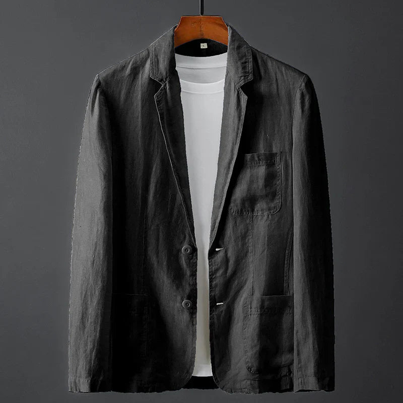 Tailored linen-blend everyday blazer for men | Lorenzo -4