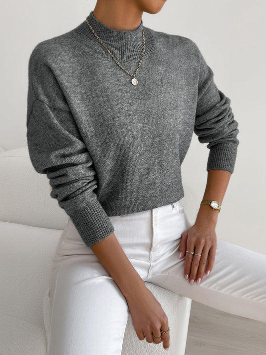 Classic mock-neck knit everyday jumper for women | Aurelia -1