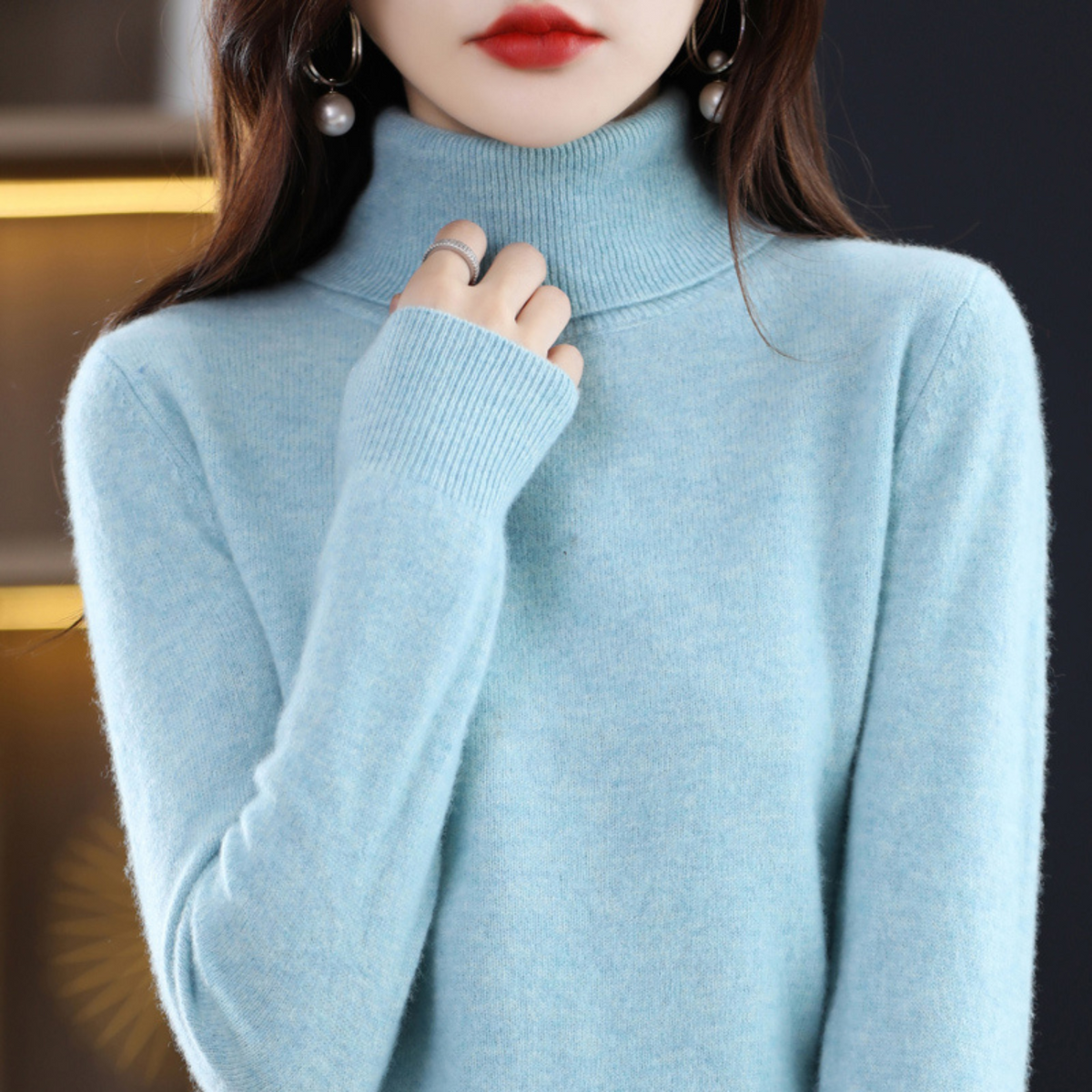 Refined turtleneck soft everyday jumper for women | Elara -3
