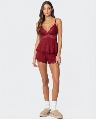 Lace elegant loungewear set for women | Midnight Kiss -8