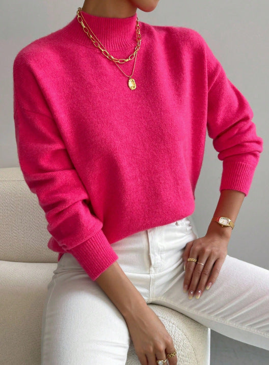 Classic mock-neck knit everyday jumper for women | Aurelia -9