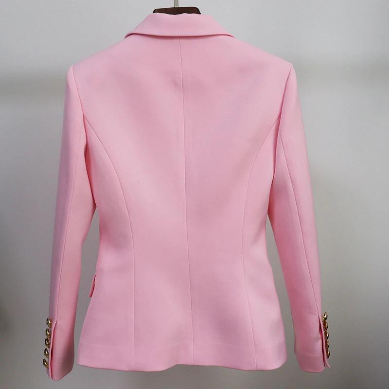 Double-breasted gold-button tailored blazer for women | Vivienne -17