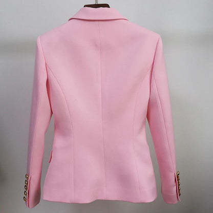 Double-breasted gold-button tailored blazer for women | Vivienne -17