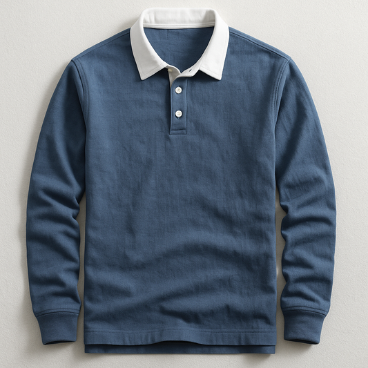 Classic long-sleeve casual polo shirt for men | Porter -1
