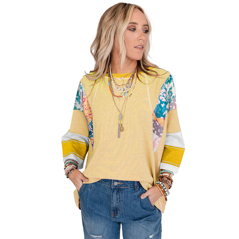 Lightweight patchwork batwing casual top for women | Bailey -5