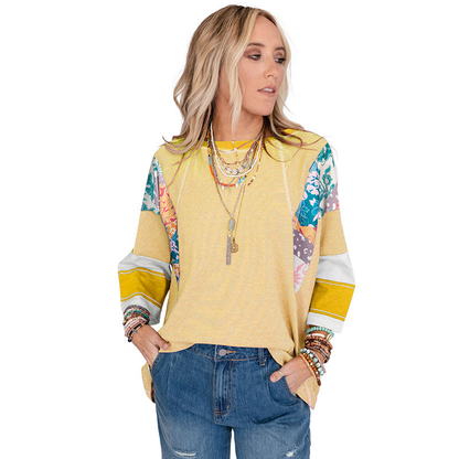 Lightweight patchwork batwing casual top for women | Bailey -5
