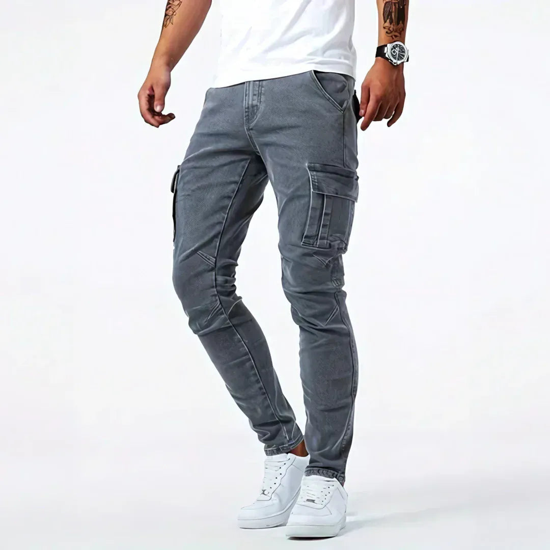 Relaxed cargo denim jeans for men | Ferran -1