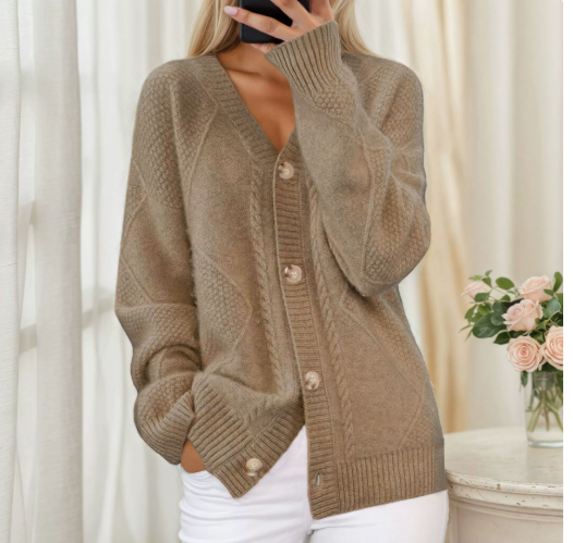 Marielise | Women's V Neck Wool Blend Cardigan