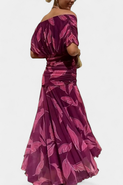 Long floral V-neck everyday dress for women | Vivian -5