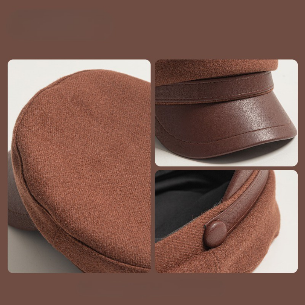 Felt fisherman cap with leather brim for men | Riviera -8