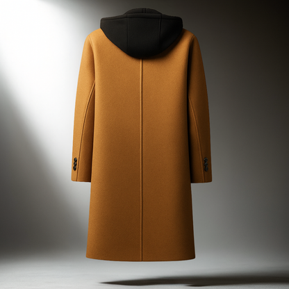 Hooded full-zip wool-blend overcoat for men | Delmar -3
