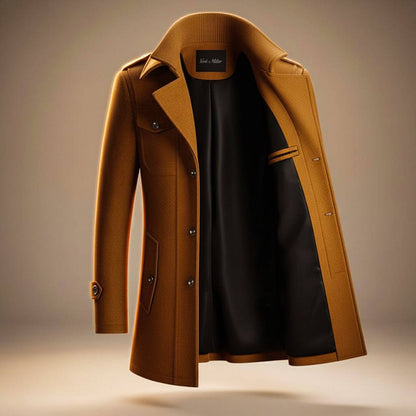Structured wool-blend tailored seam winter coat for men | Marco -7