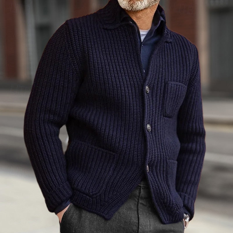 Corwin | Men's Ribbed Stand Collar Button Cardigan