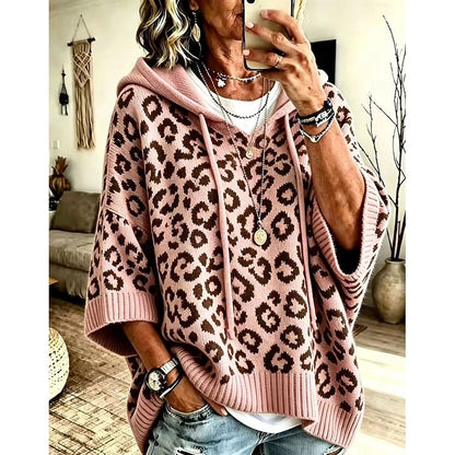 Solvenne | Women's Animal Print Hooded Sweater