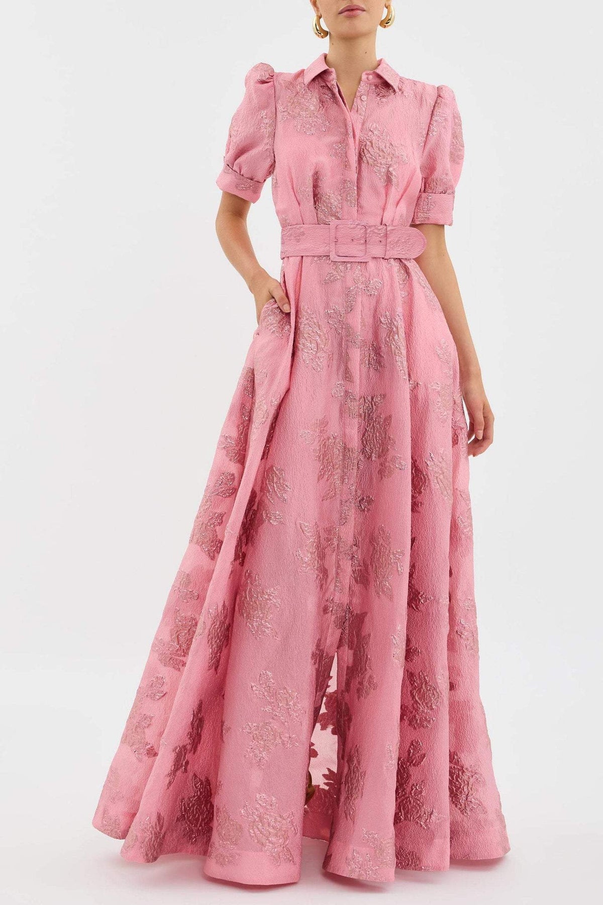 Elegant puff-sleeve occasion dress for women | Anabella -1