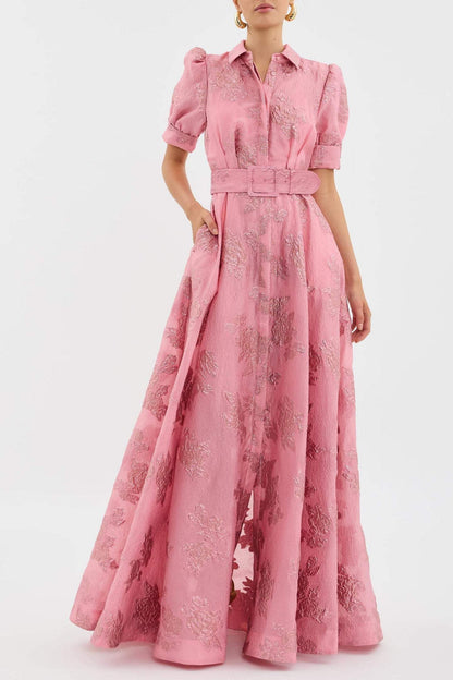 Elegant puff-sleeve occasion dress for women | Anabella -1