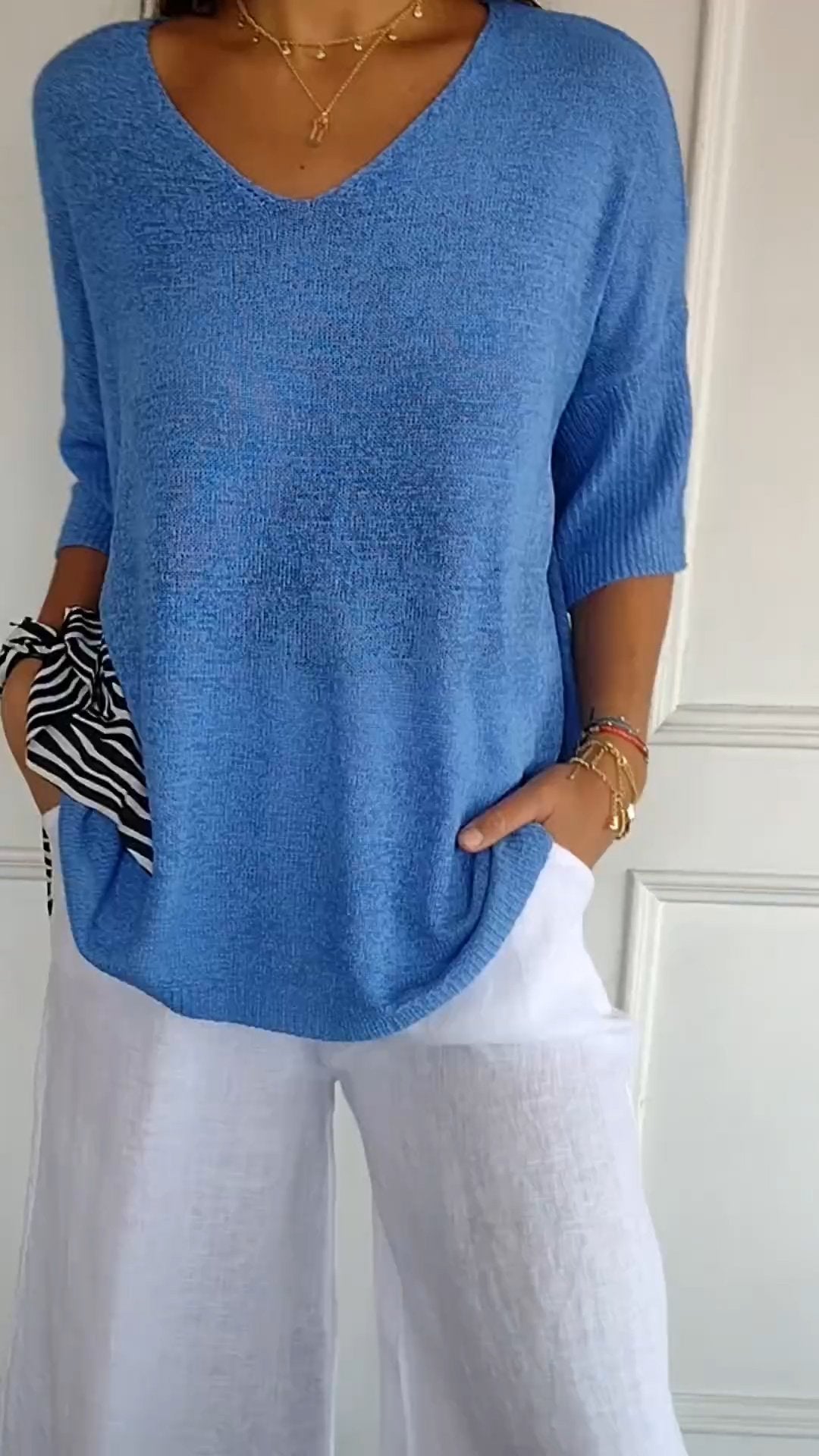 Casual V-neck everyday relaxed top for women | Lauren -4