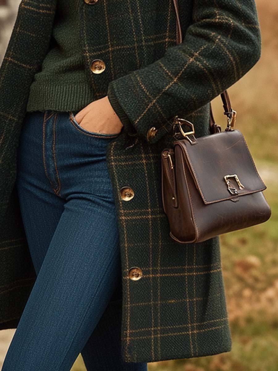 Elegant long plaid tailored winter coat for women | Peyton Elan