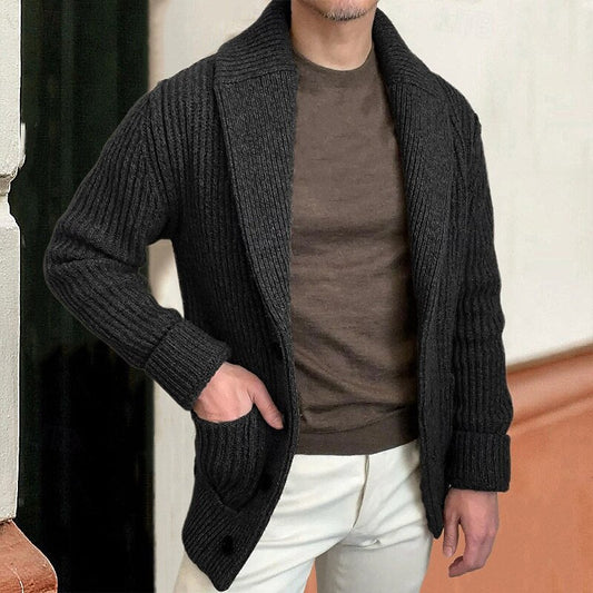Bramwell | Men's Shawl Collar Ribbed Cardigan