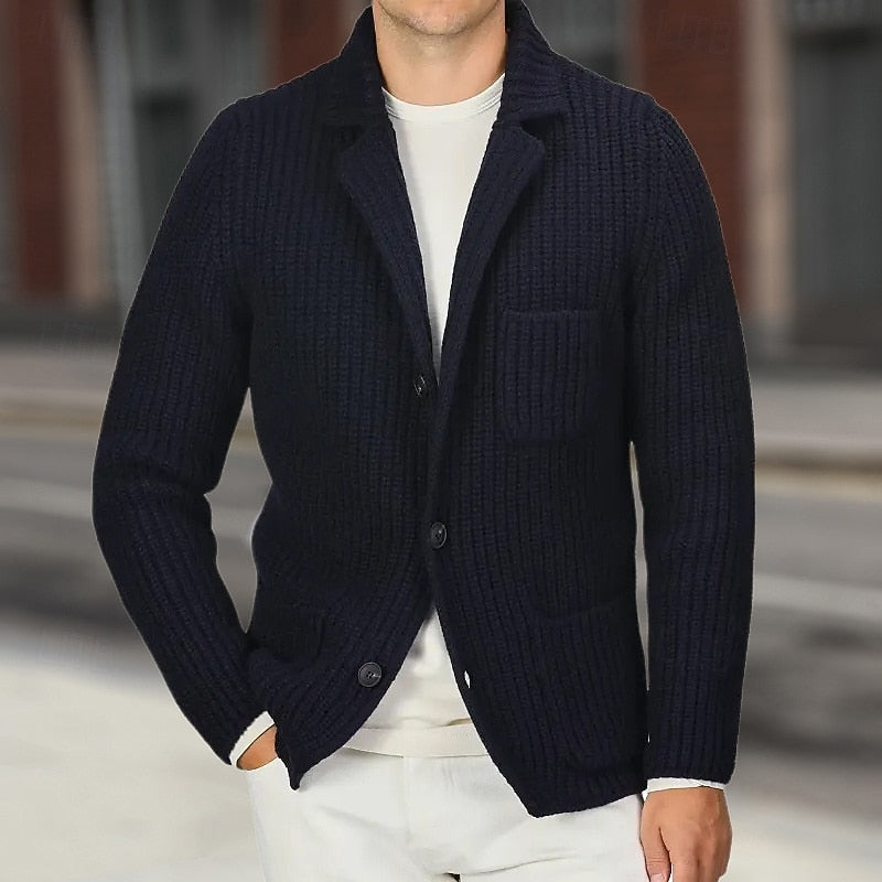 Corwin | Men's Ribbed Stand Collar Button Cardigan