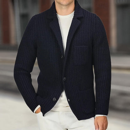 Corwin | Men's Ribbed Stand Collar Button Cardigan