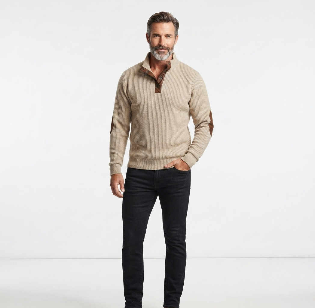 Calderon | Men's Corduroy Quarter Button Sweatshirt