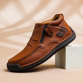 Bellune | Men's Leather Moc Shoes with Side Zip Closure
