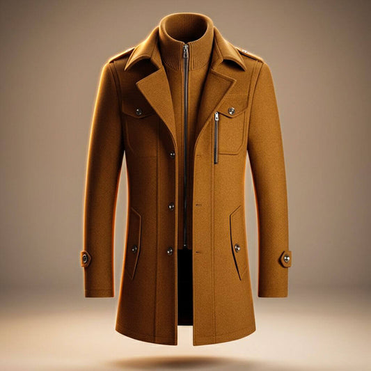 Structured wool-blend tailored seam winter coat for men | Marco -1