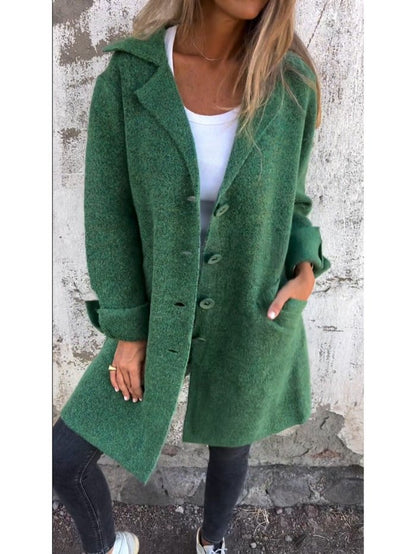 Lapel collar button-front everyday coat for women | Tessa -7