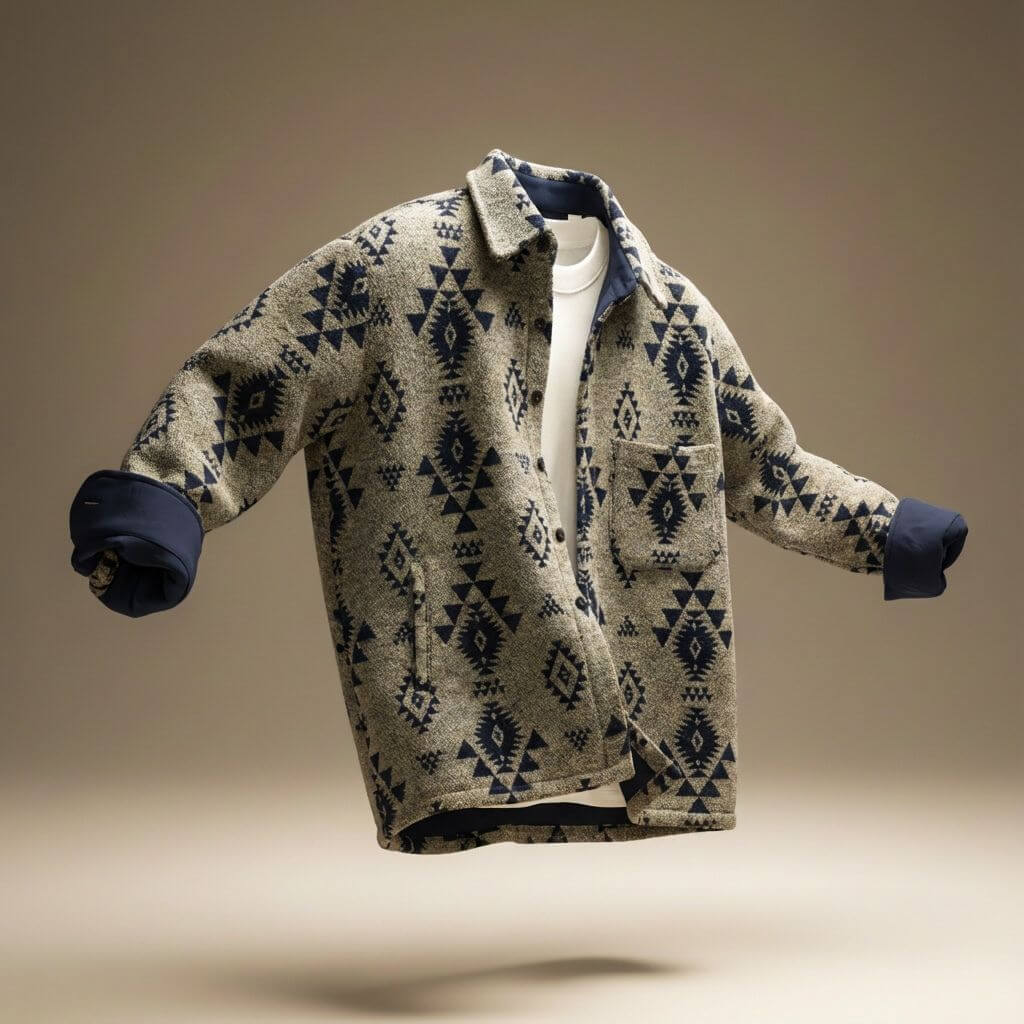 Patterned wool-blend relaxed casual jacket for men | Weston -1